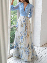 Load image into Gallery viewer, Stunning Floral Print V-Neck Maxi Dress