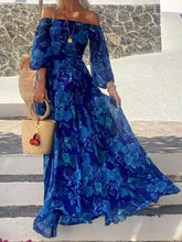 Laden Sie das Bild in den Galerie-Viewer, Foral Off Shoulder Back Smocked Vacation Maxi Dress