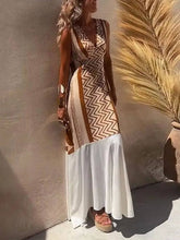 Carregar imagem no visualizador da galeria, Ethnic Print Patchwork A-line Maxi Dress