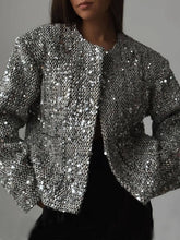 Laden Sie das Bild in den Galerie-Viewer, Metallic Silver Sequins Jacket