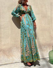 Load image into Gallery viewer, Surprised By You Printed Side Cutout Elastic Waist Maxi Dress