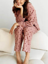 Load image into Gallery viewer, Heart Pattern Lapel French Pajama Set