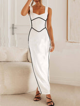 Load image into Gallery viewer, In The Heads Turn Line Trim Bodycon Stretch Maxi Dress