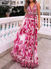 Lataa kuva Galleria-katseluun, Halter Neck Backless Printed Fashionable Maxi Dress