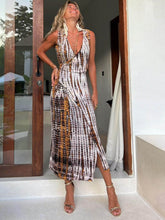 Laden Sie das Bild in den Galerie-Viewer, Summer Tie-Dye Printed Suspender Midi Dress