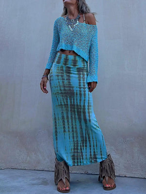 Tie-Dye Elastic Waist Maxi Shirt