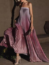 Load image into Gallery viewer, Gradient Strapless Pleated Sleeveless Dress