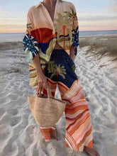 Load image into Gallery viewer, Unique Print Sunset Palms Relaxed Pants Set