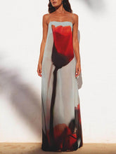 Load image into Gallery viewer, Vacation Abstract Tulip Print Slip H-Line Maxi Dress