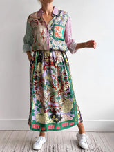 Lataa kuva Galleria-katseluun, Ethnic Style Personalized Graffiti Casual Satin Print Skirt