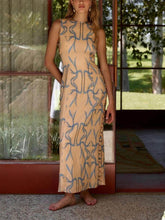 Load image into Gallery viewer, Signature Printed Hoop-Embellished Sleeveless Midi Dress