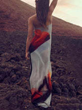 Load image into Gallery viewer, Vacation Abstract Tulip Print Slip H-Line Maxi Dress