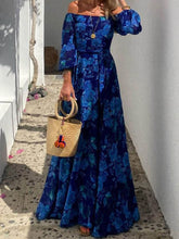 Laden Sie das Bild in den Galerie-Viewer, Foral Off Shoulder Back Smocked Vacation Maxi Dress