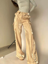 Load image into Gallery viewer, Golden Years Glitter Fabric Drawstring Waist Pocketed Wide Leg Pants