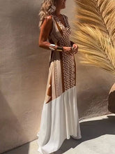 Carregar imagem no visualizador da galeria, Ethnic Print Patchwork A-line Maxi Dress