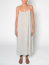 Load image into Gallery viewer, Low Back With Gray Stripes White Long Dress