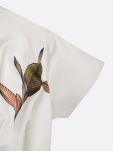 Lataa kuva Galleria-katseluun, White Leaf Short Sleeve Satin Wrap Sheath Midi Dress