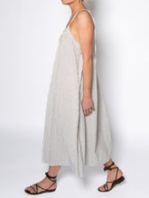 Load image into Gallery viewer, Low Back With Gray Stripes White Long Dress