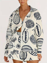 Load image into Gallery viewer, Summer Fruit Print Loose Shirt Shorts Set