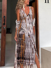 Laden Sie das Bild in den Galerie-Viewer, Summer Tie-Dye Printed Suspender Midi Dress