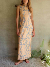 Load image into Gallery viewer, Signature Printed Hoop-Embellished Sleeveless Midi Dress