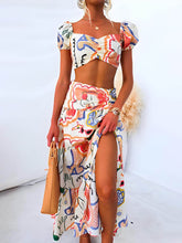 Load image into Gallery viewer, Summer Printed Top And Wrap Skirts Set