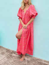 Load image into Gallery viewer, Printed Cardigan Short Sleeve Oversized Midi Dress