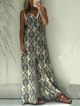 Carica l&#39;immagine nel visualizzatore di Gallery, Printed Texture V-Neck Loose Jumpsuit