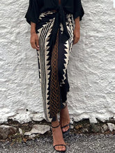 Laden Sie das Bild in den Galerie-Viewer, Astra Ethnic Print High Waist Ruched Wrap Maxi Skirt