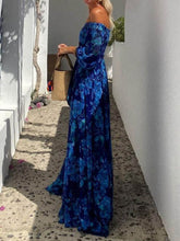 Laden Sie das Bild in den Galerie-Viewer, Foral Off Shoulder Back Smocked Vacation Maxi Dress