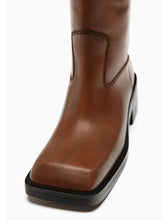 Load image into Gallery viewer, Square toe flat knee boots for women retro thick heel long boots