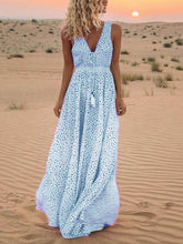 Carica l&#39;immagine nel visualizzatore di Gallery, Bohemian V-Neck Sleeveless Polka-Dot Maxi Dress