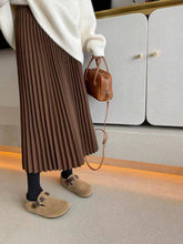 画像をギャラリービューアに読み込む, Elastic High-Waisted Pleated Midi Skirt