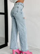 Load image into Gallery viewer, Rhinestone Detailed Distressed Straight Jeans