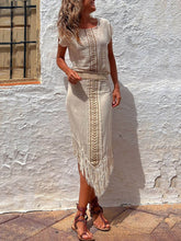 Laden Sie das Bild in den Galerie-Viewer, Ethnic Print Wrap Tassel Midi Skirt