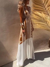 Carica l&#39;immagine nel visualizzatore di Gallery, Ethnic Print Patchwork A-line Maxi Dress