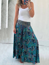 画像をギャラリービューアに読み込む, Ethnic Print Elastic Patchwork Waist Lightweight Pants