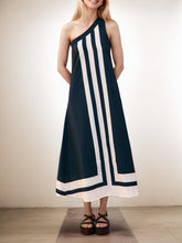Load image into Gallery viewer, Asymmetrical Neckline Midi Dress