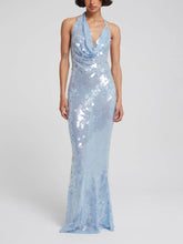 Load image into Gallery viewer, Elegant And Sexy Halterneck Sequined Fishtail Maxi Dress