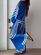 画像をギャラリービューアに読み込む, Printed Striped Shirt Pleated Straight Wide-Leg Pants Suit