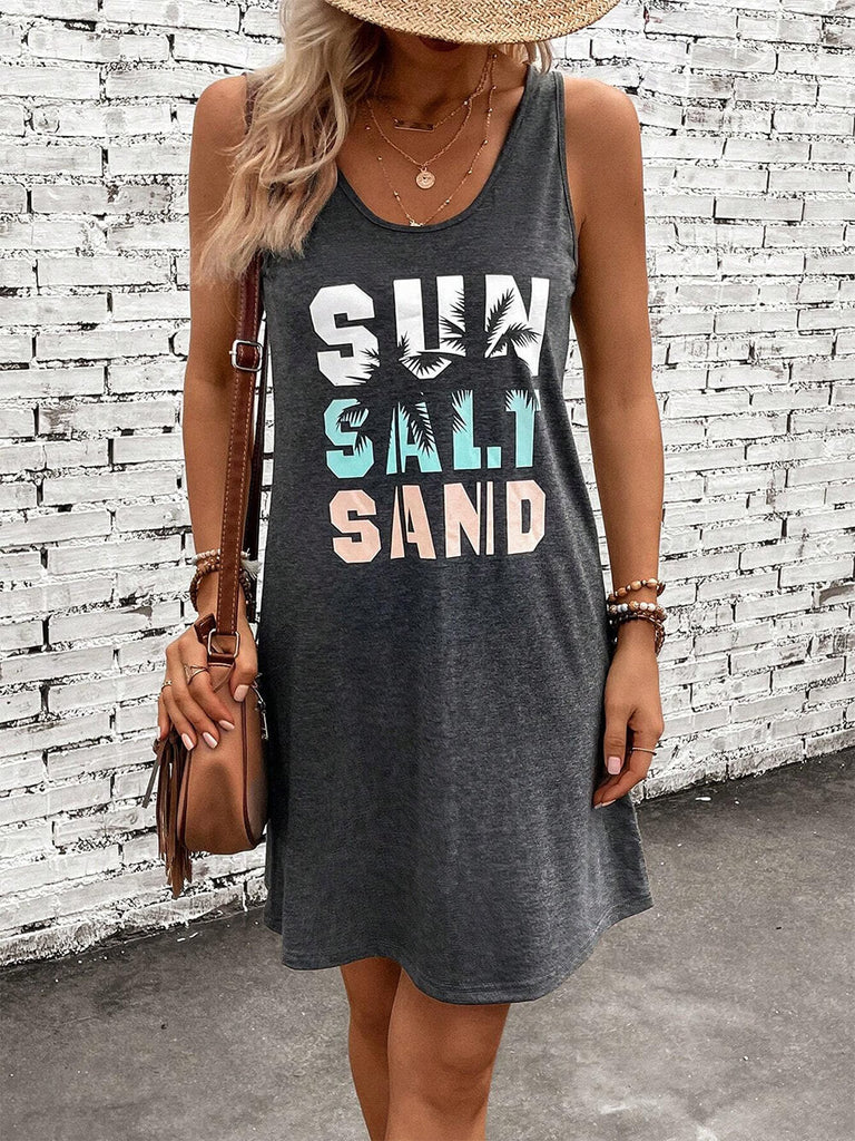 Summer U Neck Letter Printed Casual Comfortable Vest Dress