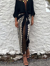 Carica l&#39;immagine nel visualizzatore di Gallery, Astra Ethnic Print High Waist Ruched Wrap Maxi Skirt