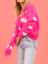 Load image into Gallery viewer, Heart Valentine&#39;s Day Crew Neck Sweater