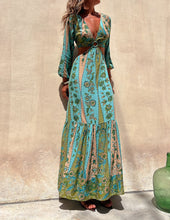 Lataa kuva Galleria-katseluun, Surprised By You Printed Side Cutout Elastic Waist Maxi Dress