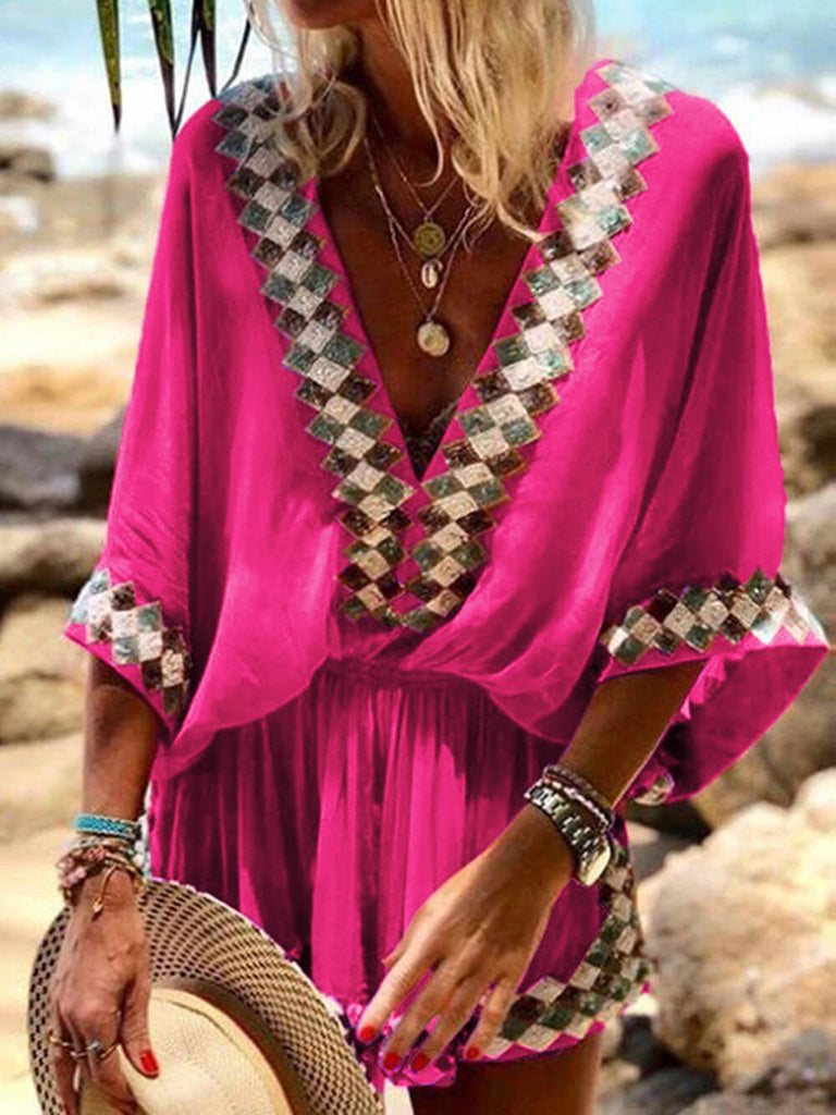 Combinaison kimono à imprimé plage bohème