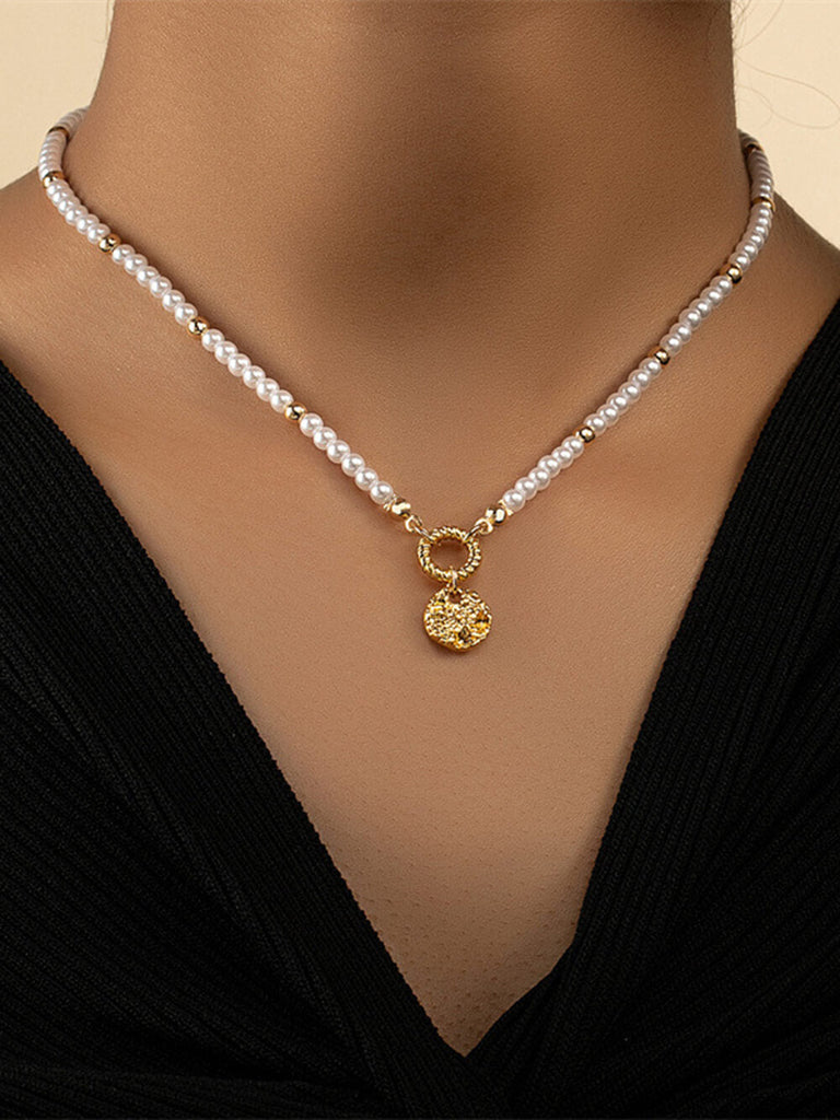 Collier de perles de riz polyvalent avec pendentif et chaîne de clavicule