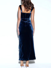 Load image into Gallery viewer, Lace-Paneled Velvet Maxi Dress