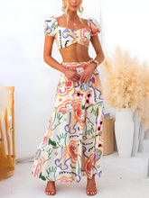 Load image into Gallery viewer, Summer Printed Top And Wrap Skirts Set