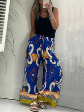 Laden Sie das Bild in den Galerie-Viewer, Printed Pocketed Drawstring Elastic Waist Pants