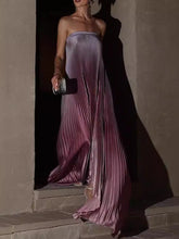 Load image into Gallery viewer, Gradient Strapless Pleated Sleeveless Dress
